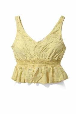 Hollister Linen-Blend Yellow Floral Tie-Front Peplum Cami Tank Top